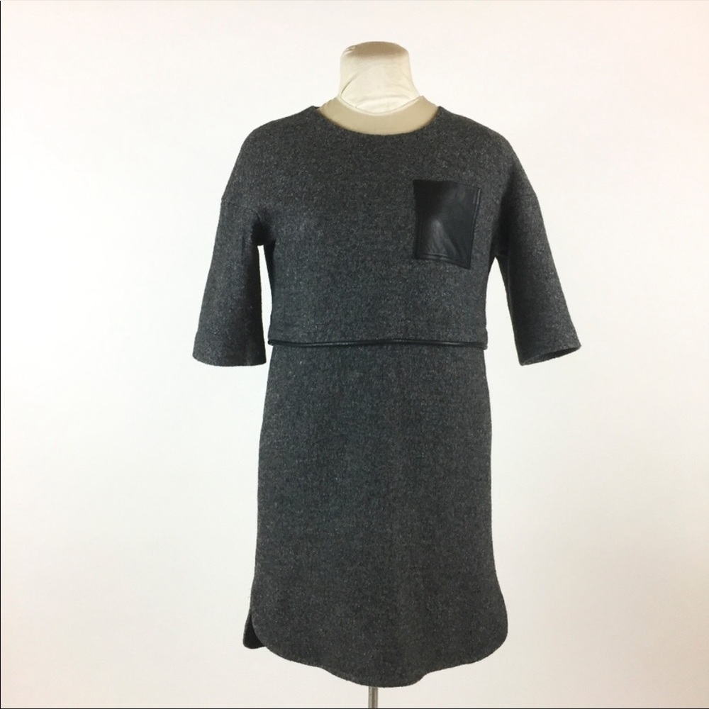 Madewell Leather Pocket Installation Wool Blend Dress EUC